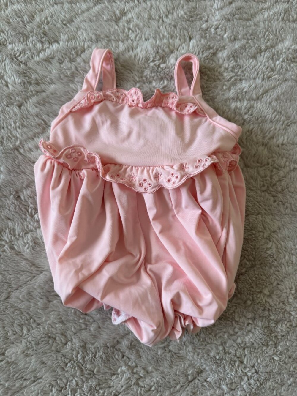 The Beaufort Bonnet Company TBBC Girls Pink Bow Swimsuit St. Barts Bubble EUC